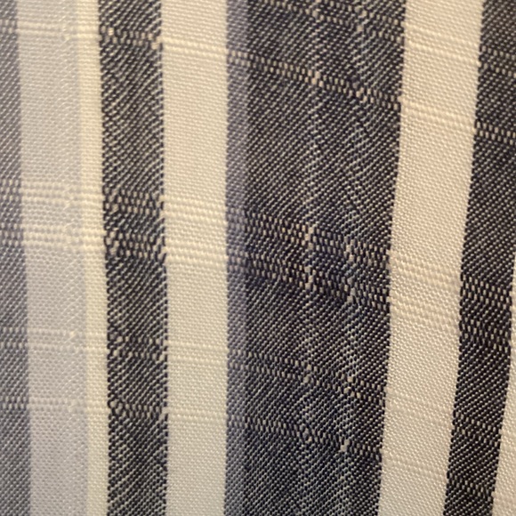Blouse. 2X Rayon Blue/white striped. Button down, V-Neck with flouncy 3/4 sleeve - Picture 7 of 12
